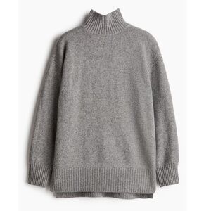 H&M Gray Oversized Turtleneck Sweater with Side Slits XL